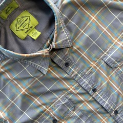 ST JOHNS BAY Plaid Terra Tek Button Down Long Sleeve Shirt XL Blue Quick Dry
