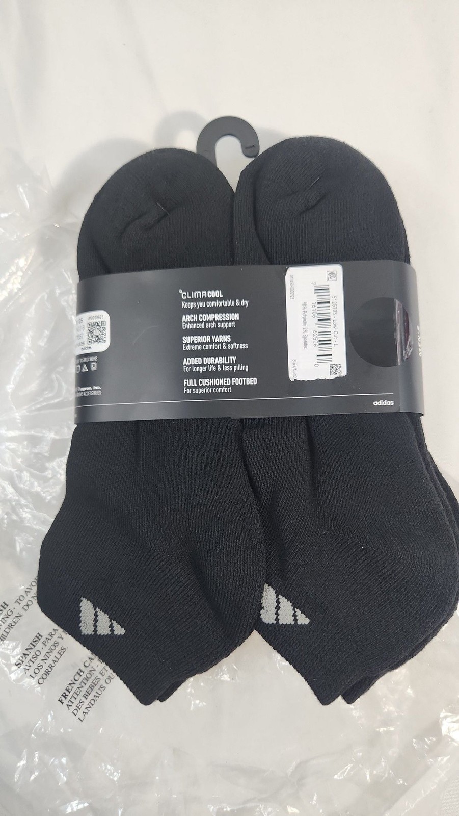 adidas Men's ClimaCool Low Cut Cushioned Athletic Socks 6-Pack Black Pack SZ 8- gallery