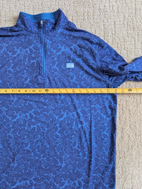 Good Good Golf Quarter Zip Golf Pullover Men M Navy Floral Performance Shirt gallery