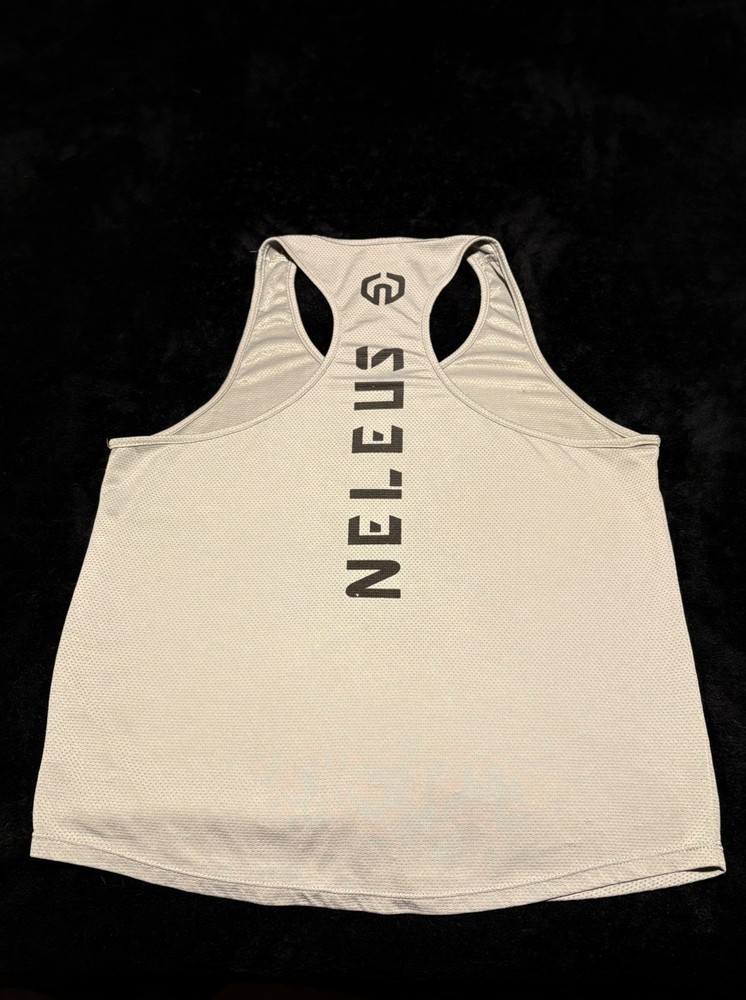 NELEUS Dri-Fit Y Back Muscle Tank Top-Men's L-Gray Mesh-Gym-Workout