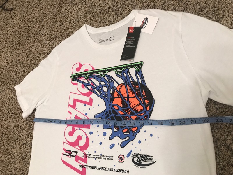 RARE Under Armour Stephen Curry 7 x Nerf Super Soaker White T Shirt Mens Size L gallery