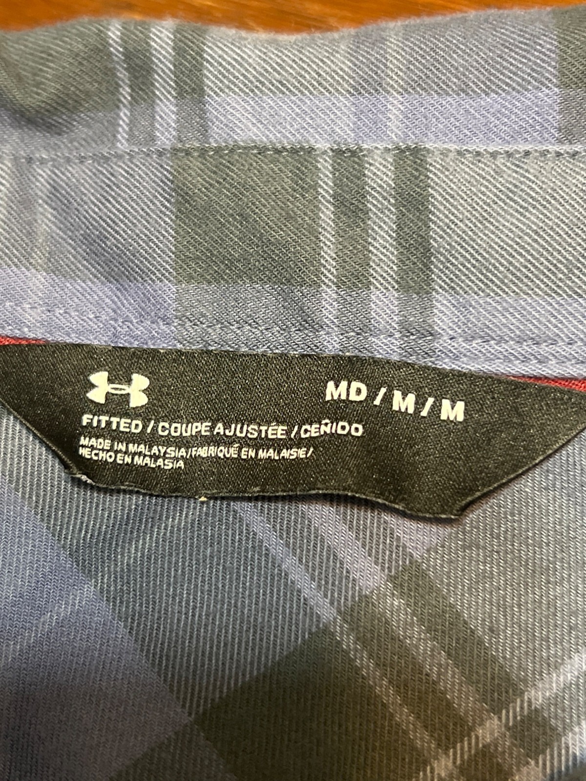 Under Armour Mens Fitted Long Sleeve FPlaid Shirt Size Medium Green & Blue Cotto gallery