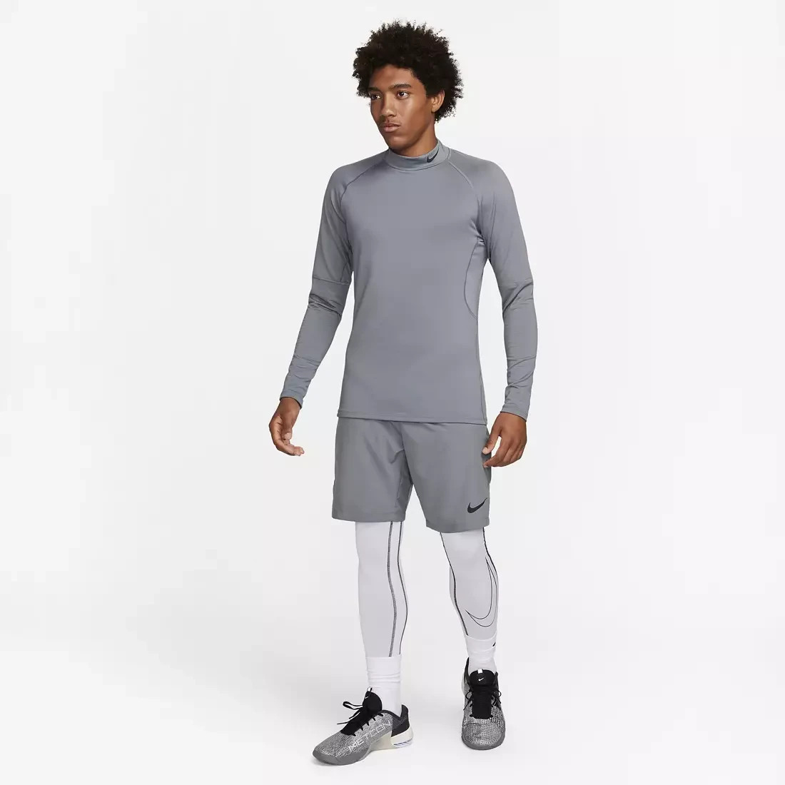Nike Men's Pro Dri-FIT Warm Mock Neck Long Sleeve Shirt Smoke Grey S gallery