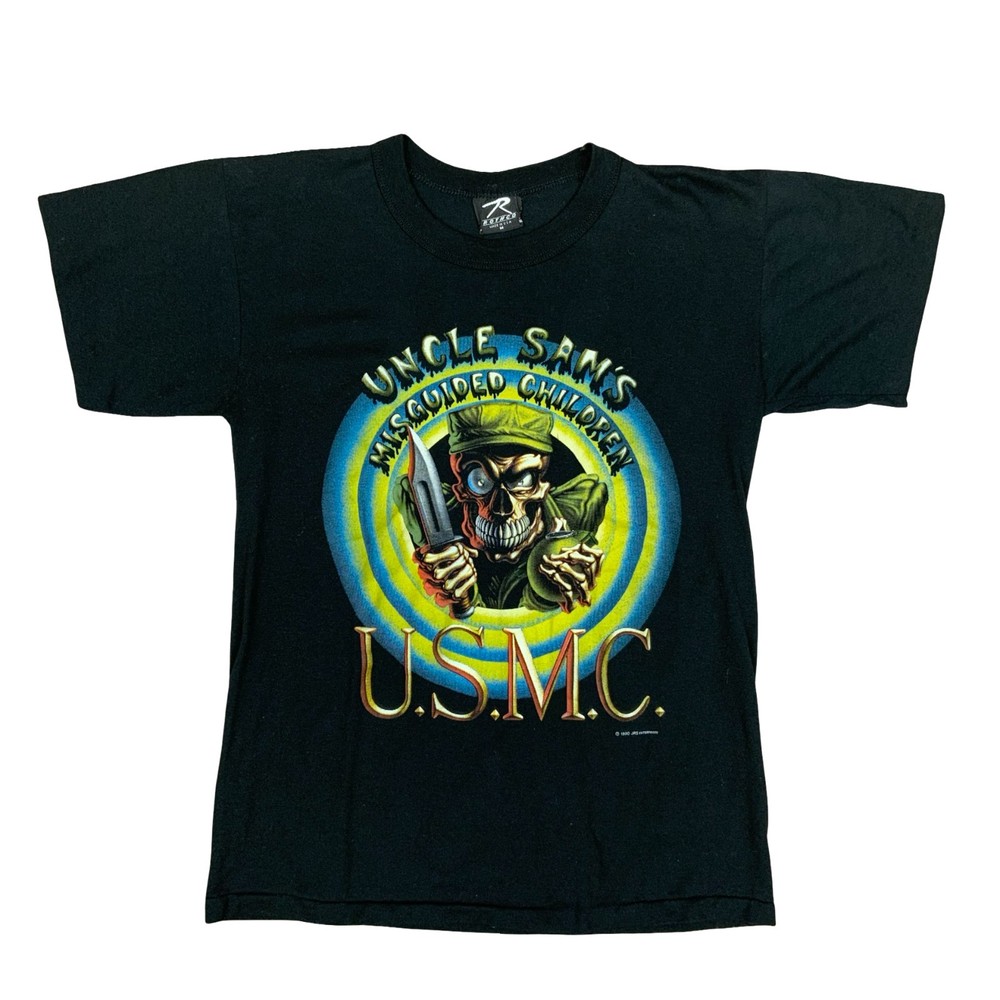 Vtg 1990 Uncle Sam's Misguided Children US Marine Corps Single Stitch T Shirt M
