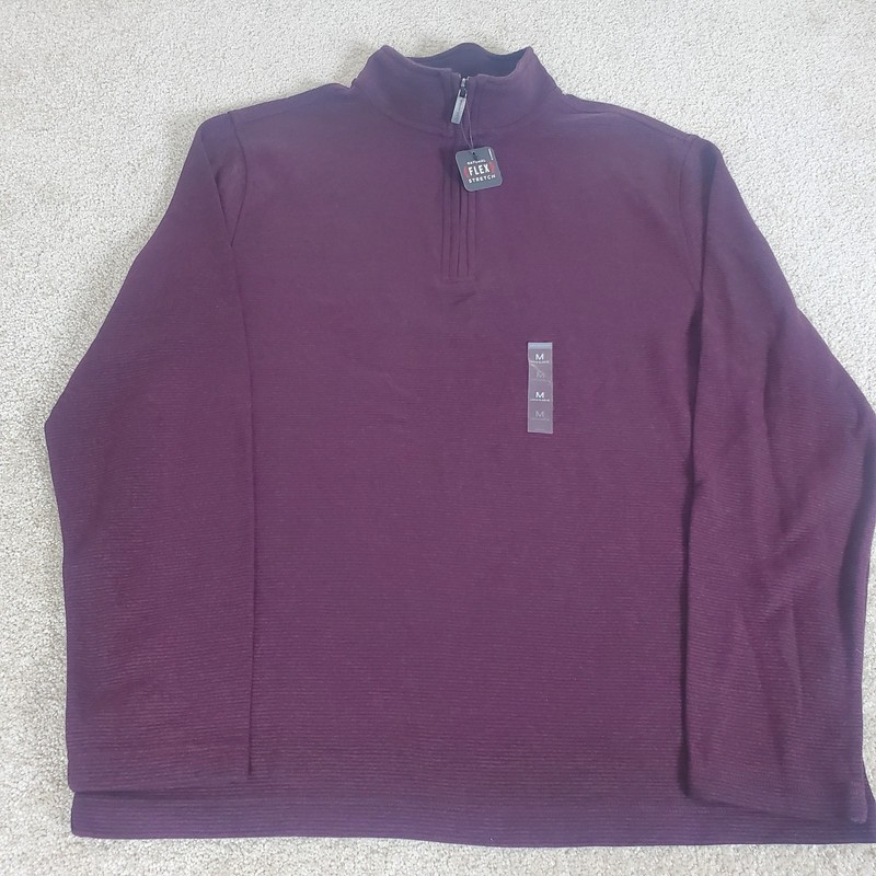 Van Heusen Men's Knit Pullover Size M Burgundy 1/4 Zip Long Sleeve NWTG gallery