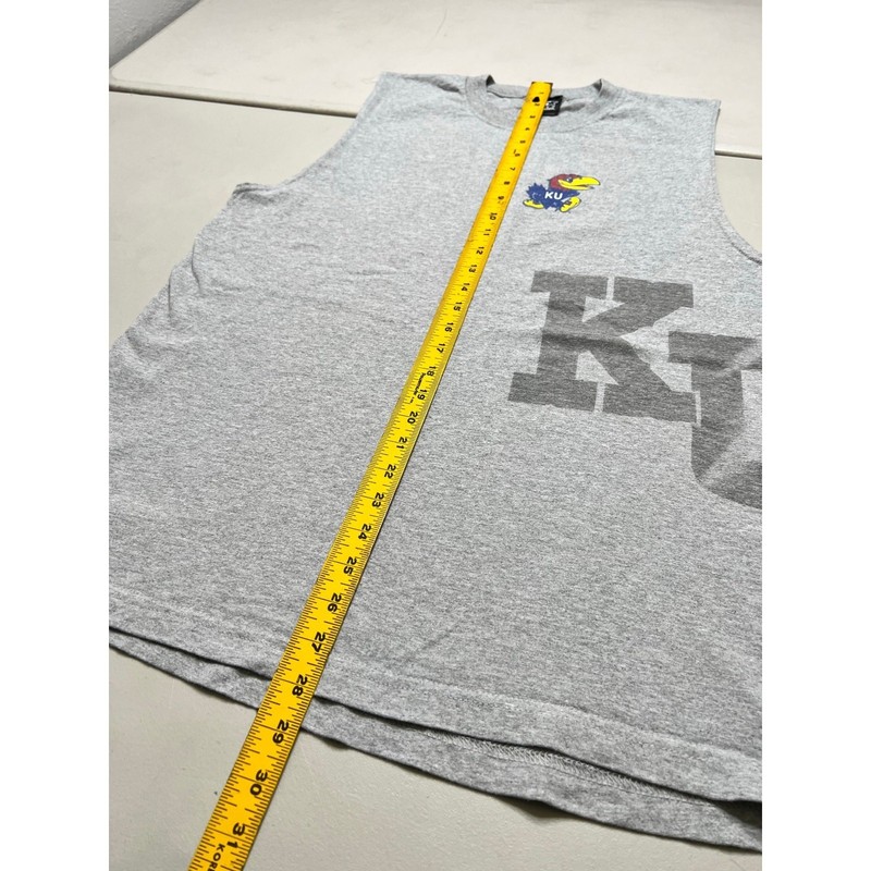 Starter Sleeveless T-Shirt Mens Large Gray Kansas Jayhawks KU Vintage 90s USA gallery