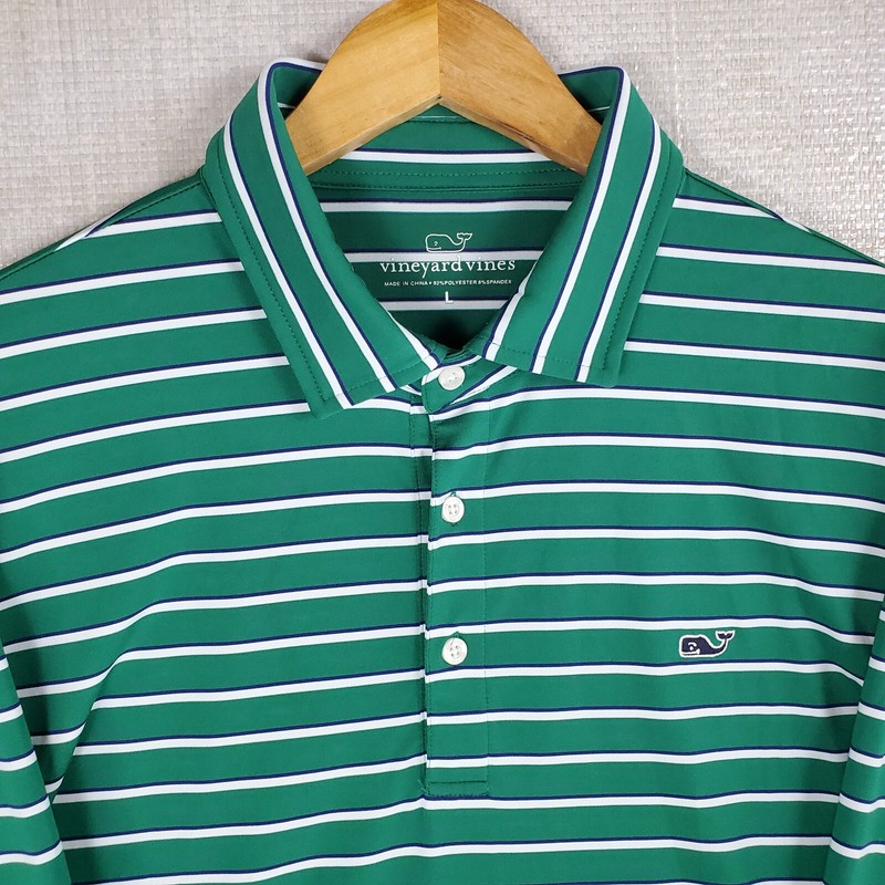 VINEYARD VINES Long Sleeve Polo Shirt Size Large Mens Performance Green Golf gallery
