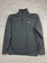 Under Armour Pullover Mens Large Gray Fleece Snap Mock Neck Long Sleeve