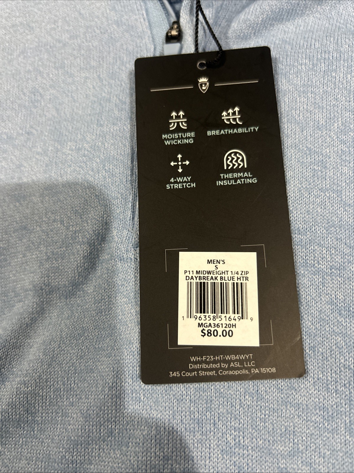 NWT Men’s Size Small 1/4 Zip Daybreak Blue Htr gallery