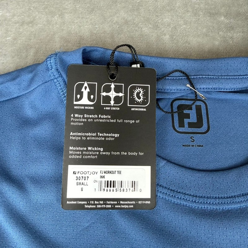 Footjoy FJ Workout Tee T-Shirt Mens Small Ink Blue Stretch Training Golf $65 NWT gallery