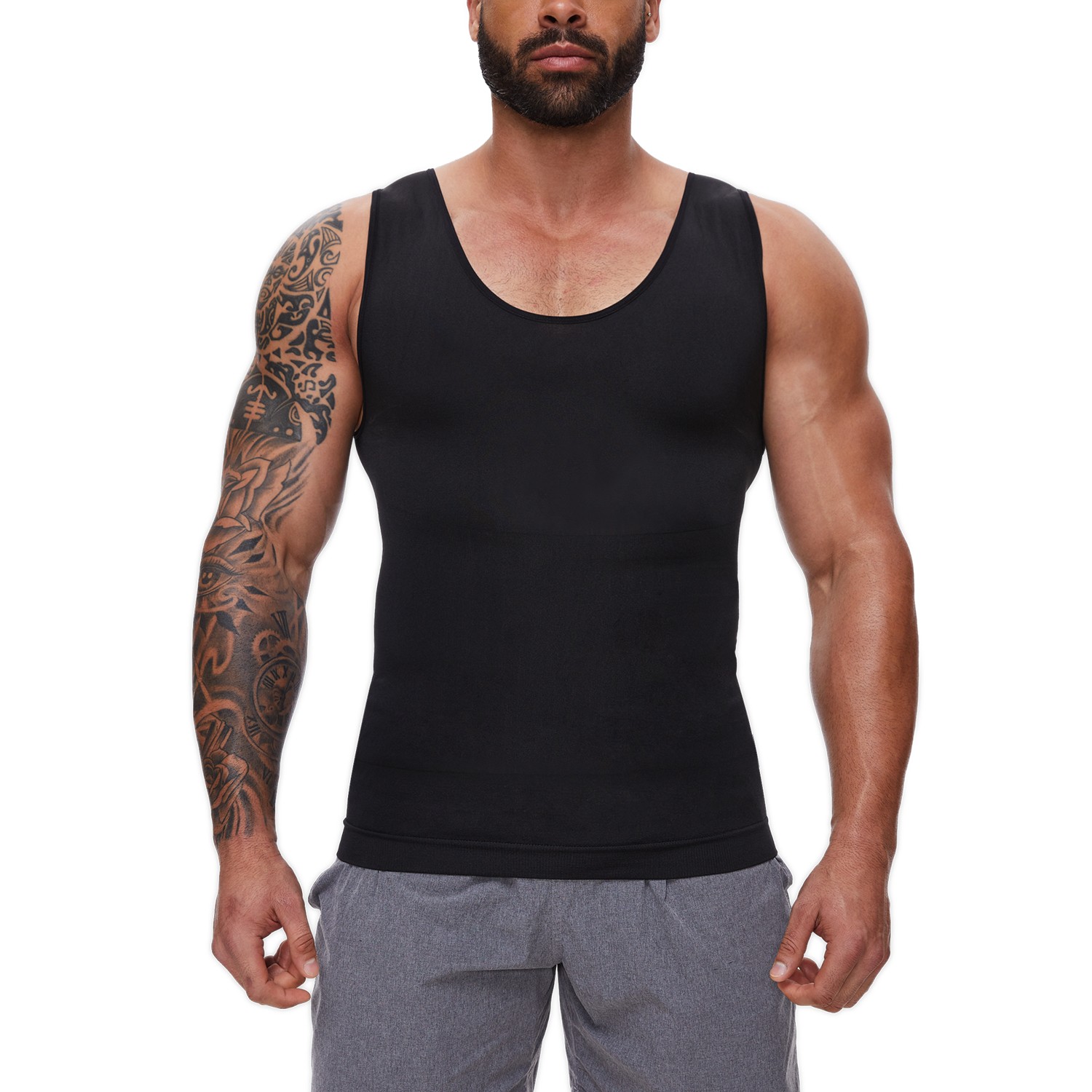Men Belly Chest Gynecomastia Compression Shirt Slim Body Shaper Tank Top Vest US gallery