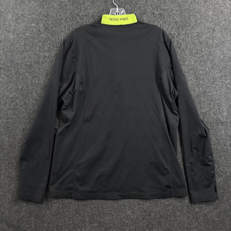Nike Pro Pullover Men's XL Black Fitted Dri-FIT Chevron 1/4 Zip Thumb Holes gallery