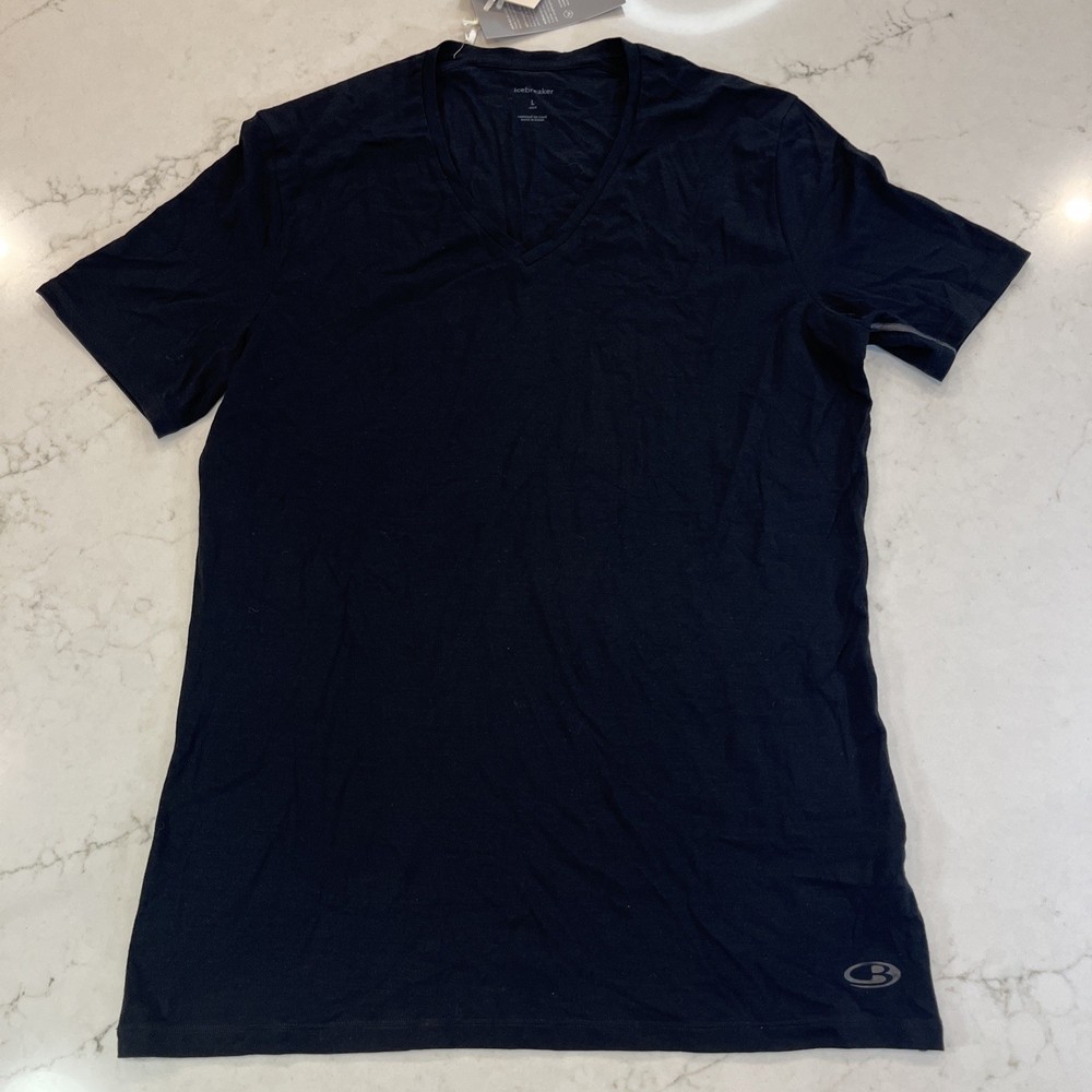 Icebreaker NEW Anatomica V-Neck Shirt Mens L Short Sleeve Wool Blend Base Layer
