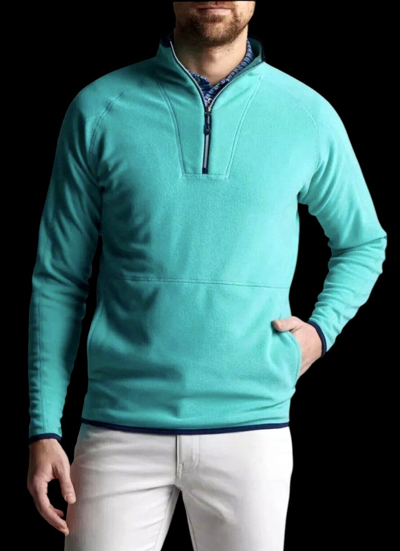 Peter Millar Crown Sport Micro Fleece Half Zip Pullover Sweater Green Large $185 gallery