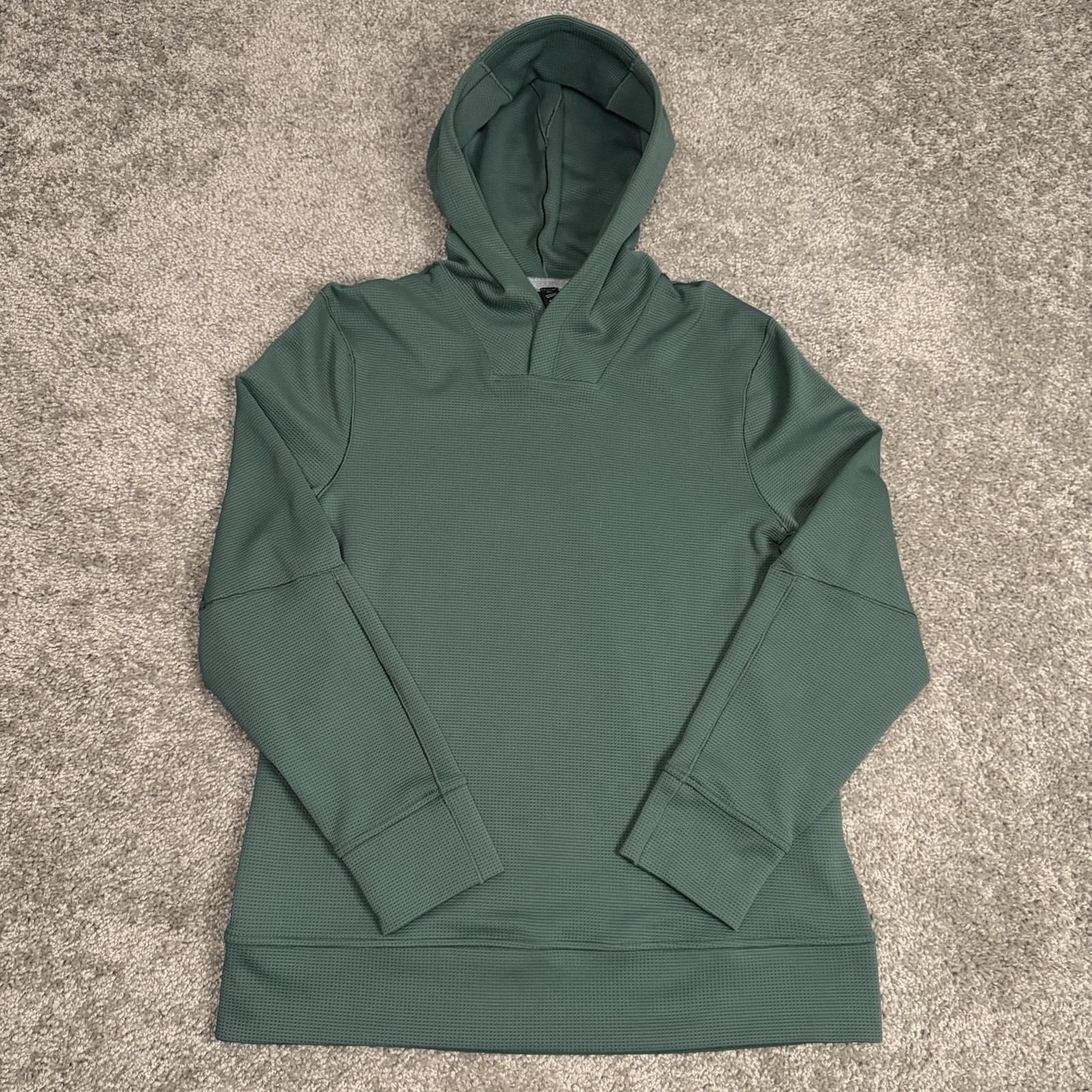 Lululemon Hoodie Mens S Green Pullover Hooded Waffle High Neck Breathable gallery