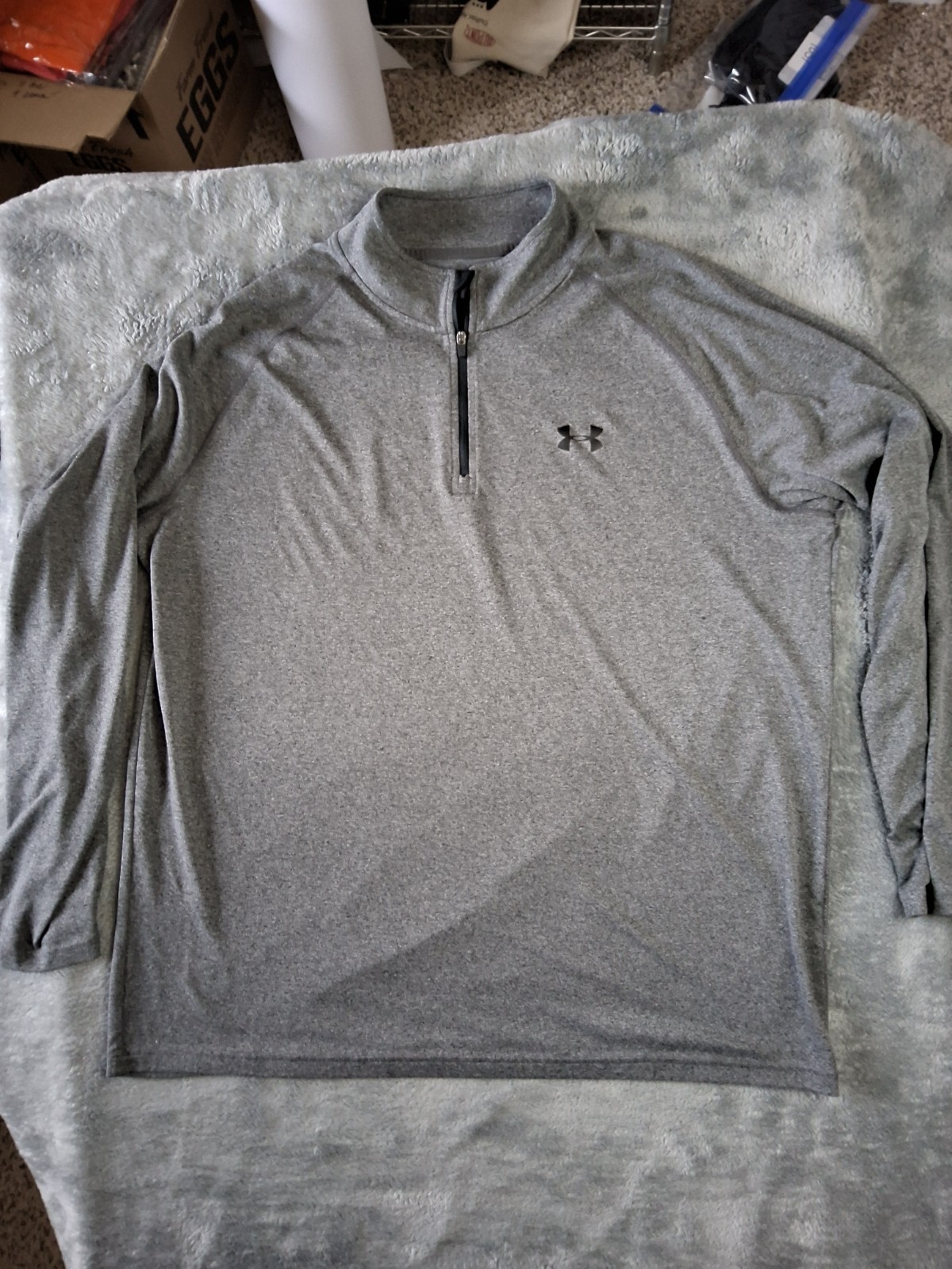 Mens Under Armour XL Loose Long Sleeve Shirt 1/4 Zip Heatgear Athletic Top Gray gallery