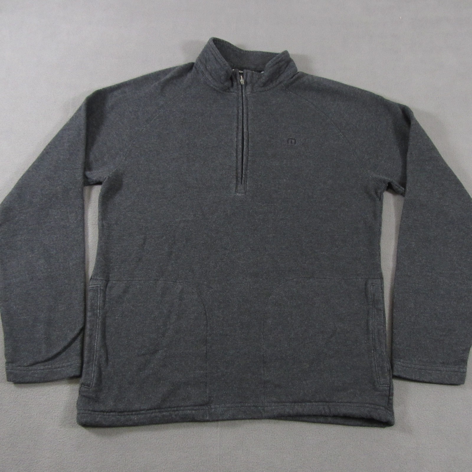 Travis Mathew Golf Sweater Men Medium Dark Gray Quarter Zip Pullover Heather gallery