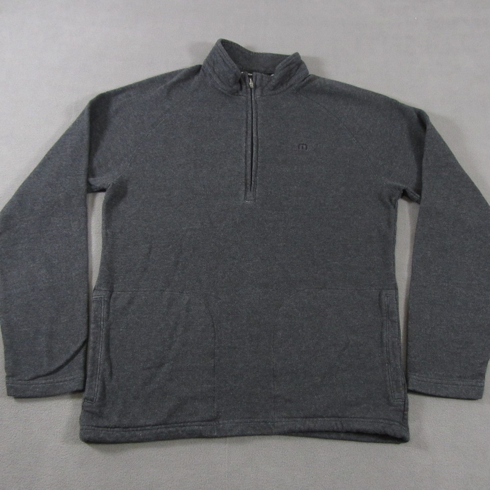 Travis Mathew Golf Sweater Men Medium Dark Gray Quarter Zip Pullover Heather