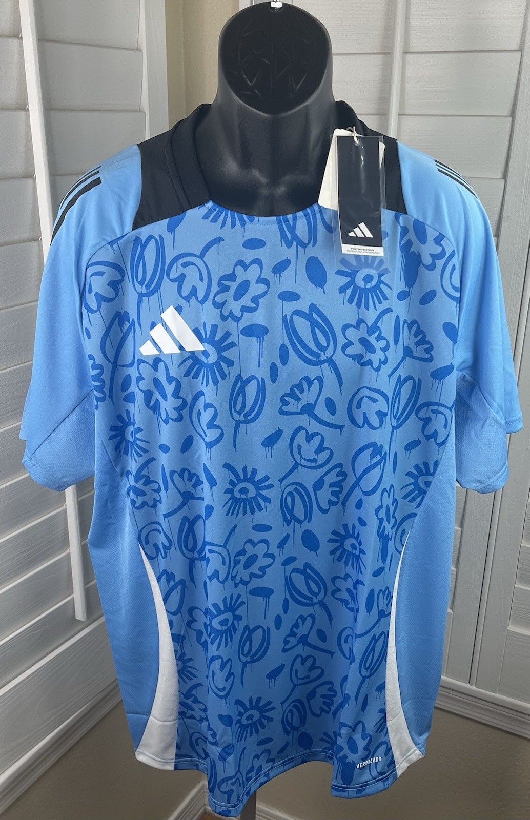 Adidas Aeroready Tiro 24 Soccer Blue Floral Training Jersey IS2772 - Men’s M gallery