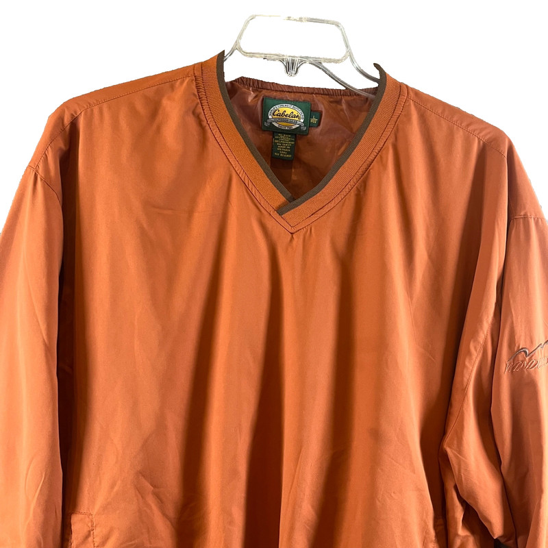 Cabelas Windcrest Rust Size L Pullover Windbreaker V Neck Pockets Golf Lined EUC gallery