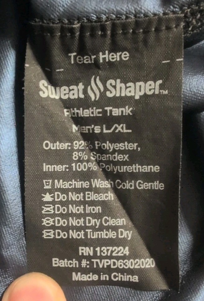 Sweat Shaper Mens Large/X Large Black Polyester Blend Athletic Tank Shirt 25 gallery