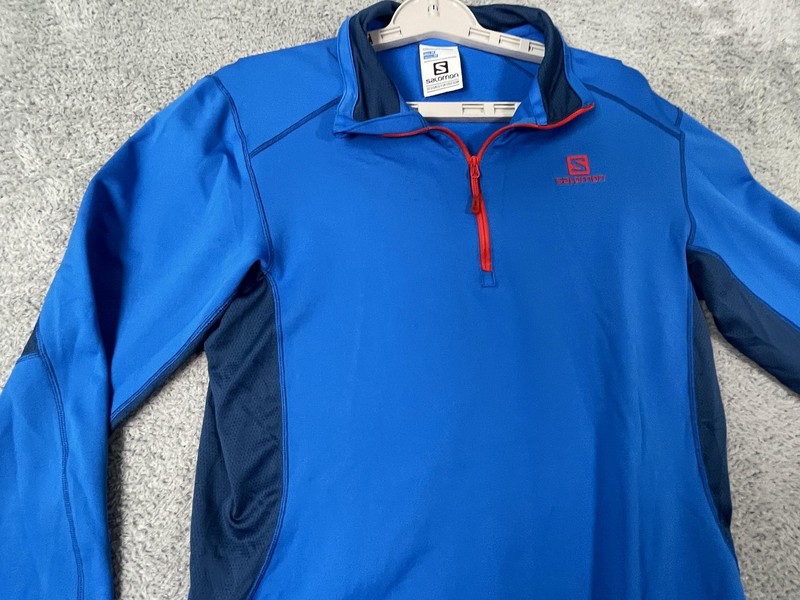 Salomon Pullover Mens Medium Blue 1/4 Zip Long Sleeve AdvancedSkin Warm Top gallery