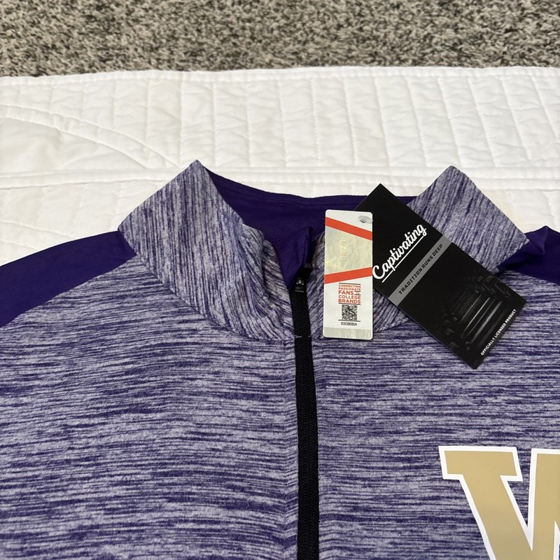 2 Washington Huskies Large Long Sleeve 1/4 Zip Pullovers Purple Gray Game Mode gallery