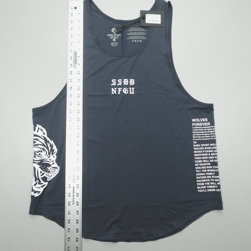 Darc Sport In Our Blood Dry Wolf Back Seam Drop Tank Men's Size XL Navy DSPT010 gallery