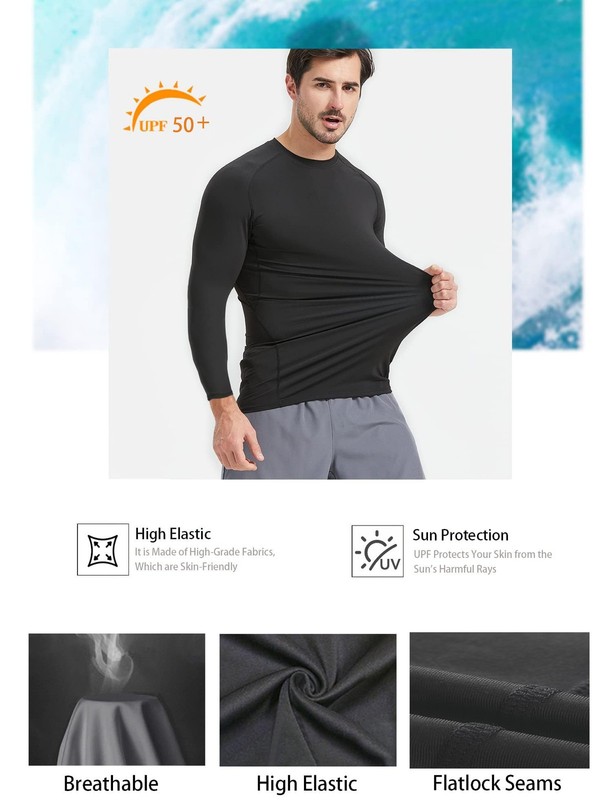Compression Shirts Men's Rashguard Quick Dry Gym Fitness Shirts Spring Beach Sur gallery