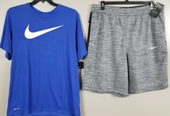 NIKE SWOOSH BASKETBALL OUTFIT SHIRT + SHORTS ROYAL BLUE GREY RARE NEW (SIZE 2XL)