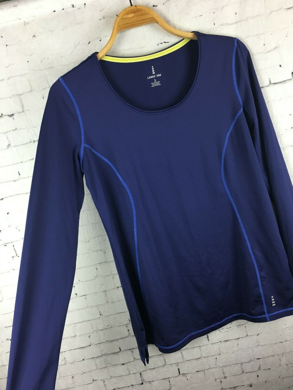 Lands' End Athletic Shirt Small Men's Blue Stretchy Long Sleeve (EAJ) gallery