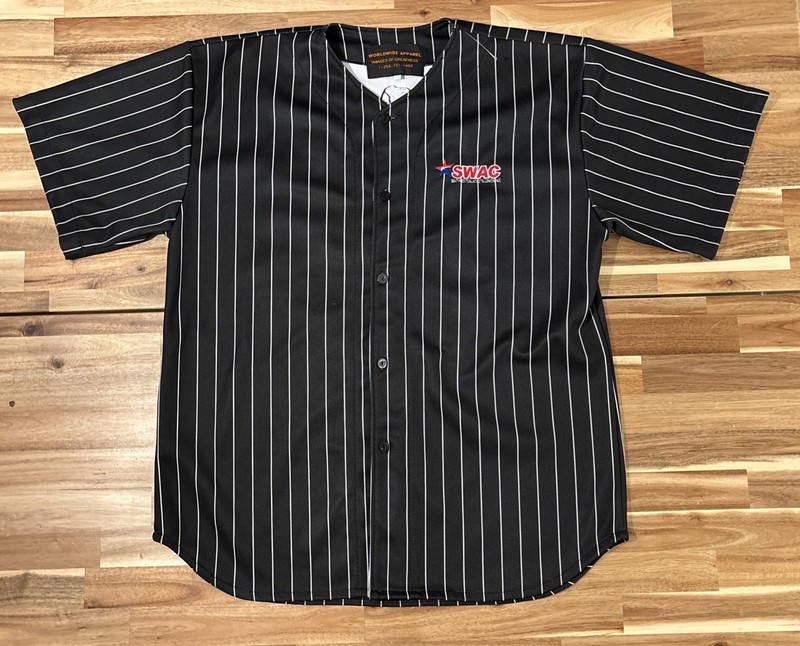 SWAC HBCU Jersey Shirt Black Pinstripe HBCU Embroidered Patches 2XL XX Large gallery