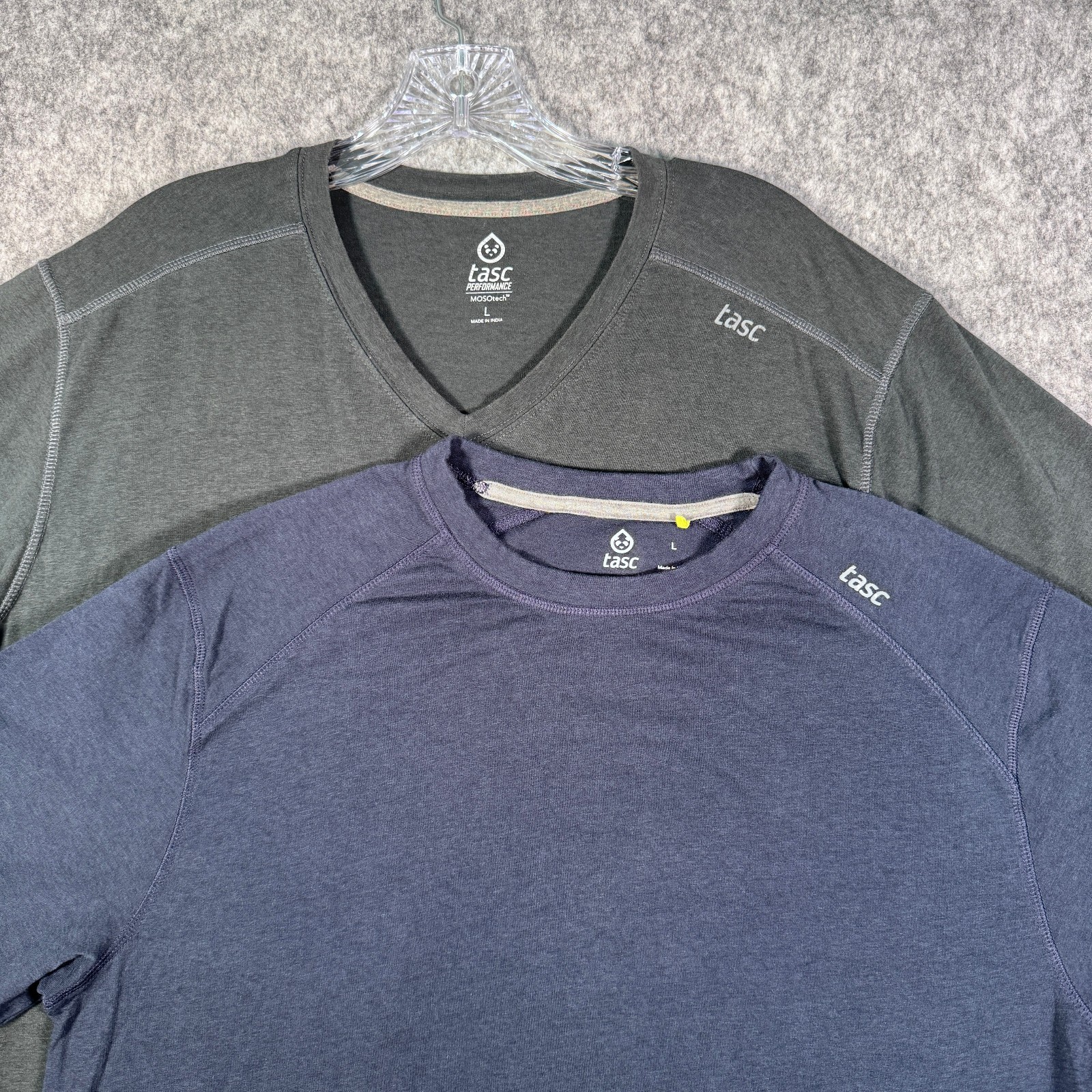 Tasc T Shirt Mens Large Blue Black Performance Bamboo Crew V Neck Bundle Of 2 gallery