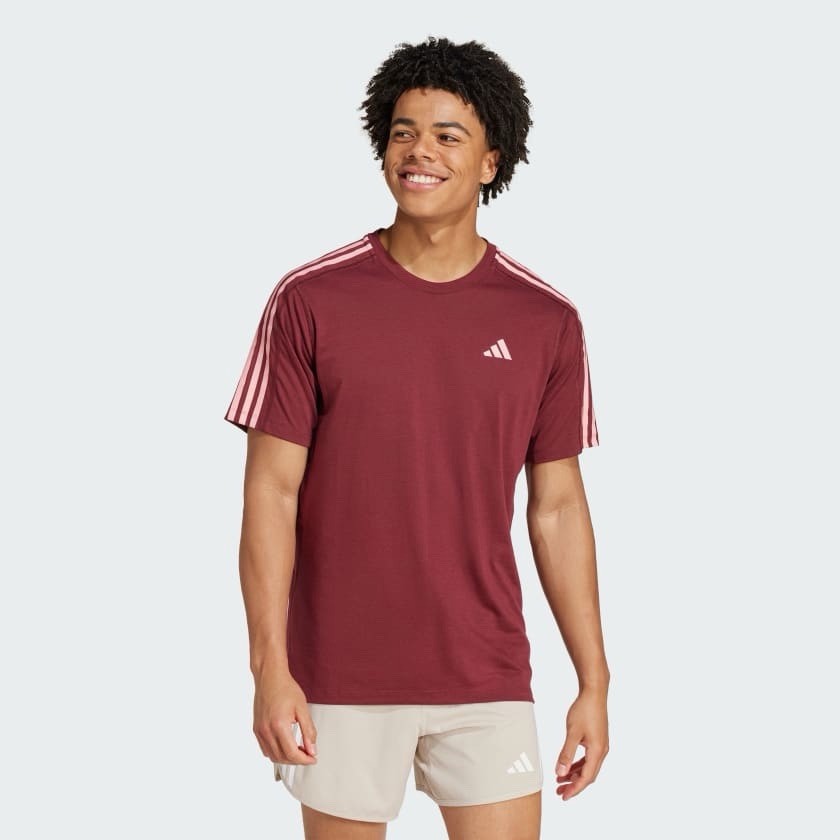 Adidas Own The Run 3-Stripes Tee Red XL NWT gallery