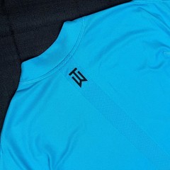 Nike Golf Tiger Woods ADV Dri Fit Mock Polo DR5324 416 Baltic Blue Chill Sz M