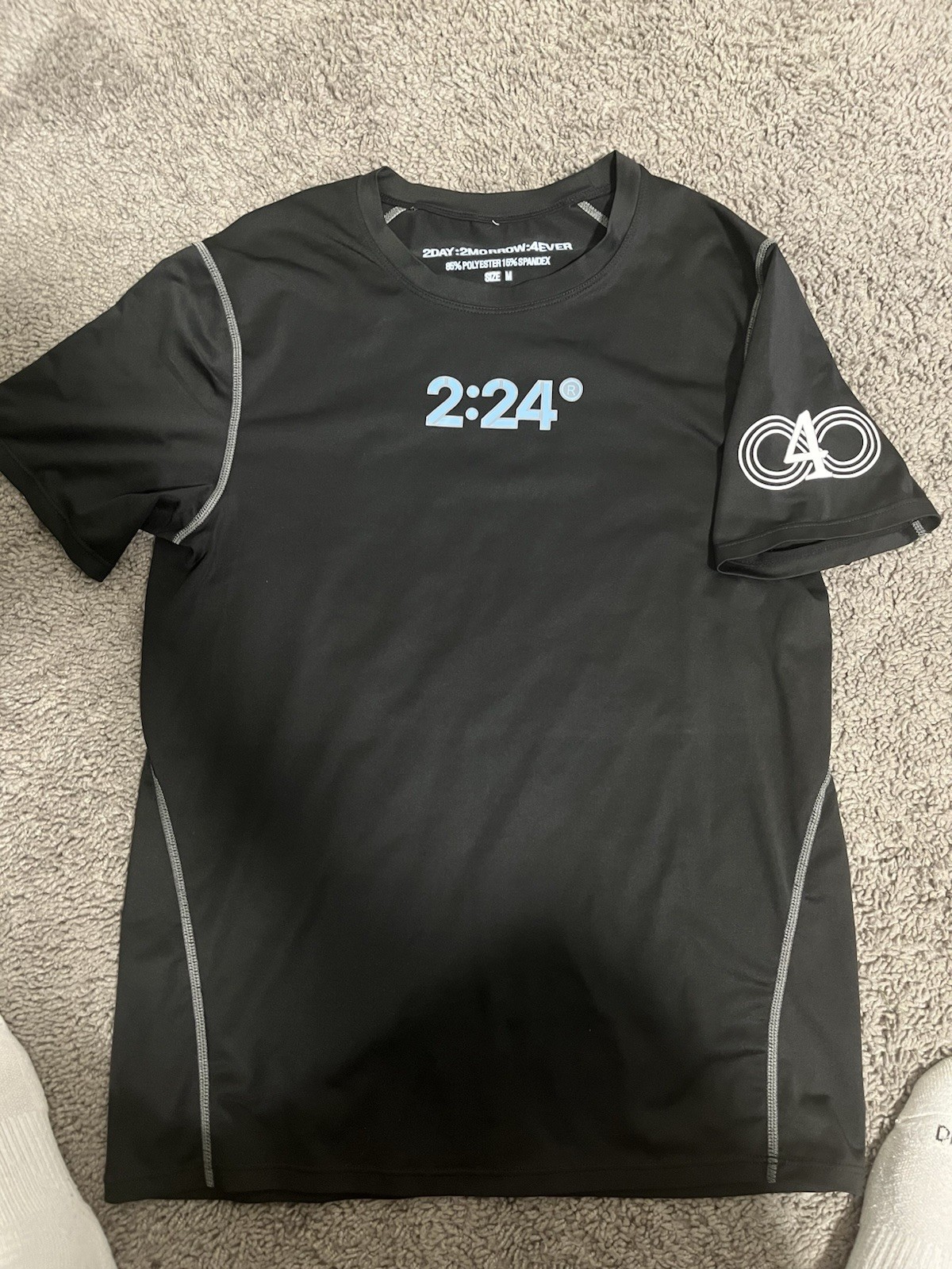2DAY:2MORROW:4EVER 2:24 Logo Men’s Black Athletic Stretch Tee Crew M gallery