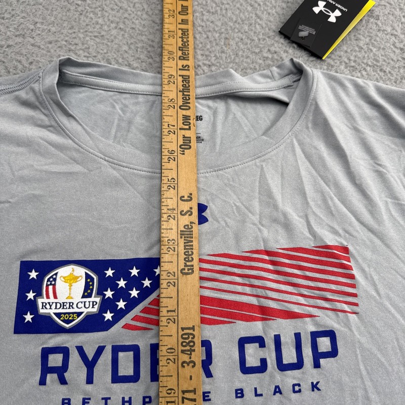Bethpage Black 2025 Ryder Cup Shirt Mens XXL Loose S/S Stretch Under Armour Gray gallery