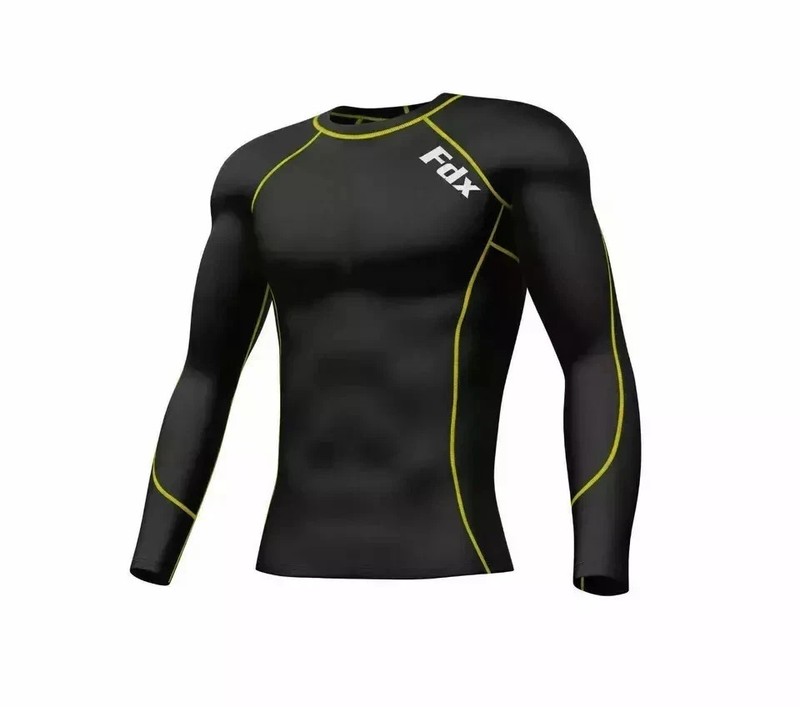 Mens Compression Base layer Shirt long Sleeve Top Long tight thermal sports wear gallery