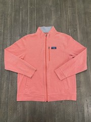 L.L. Bean Mens Stretch Traditional Fit Piqué Shirt Full-Zip Coral/Salmon Size M