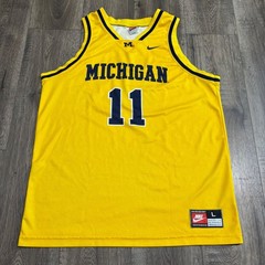 Nike Michigan Basketball Jersey Mens L Yellow Excellent #11 Wolverines NCAA