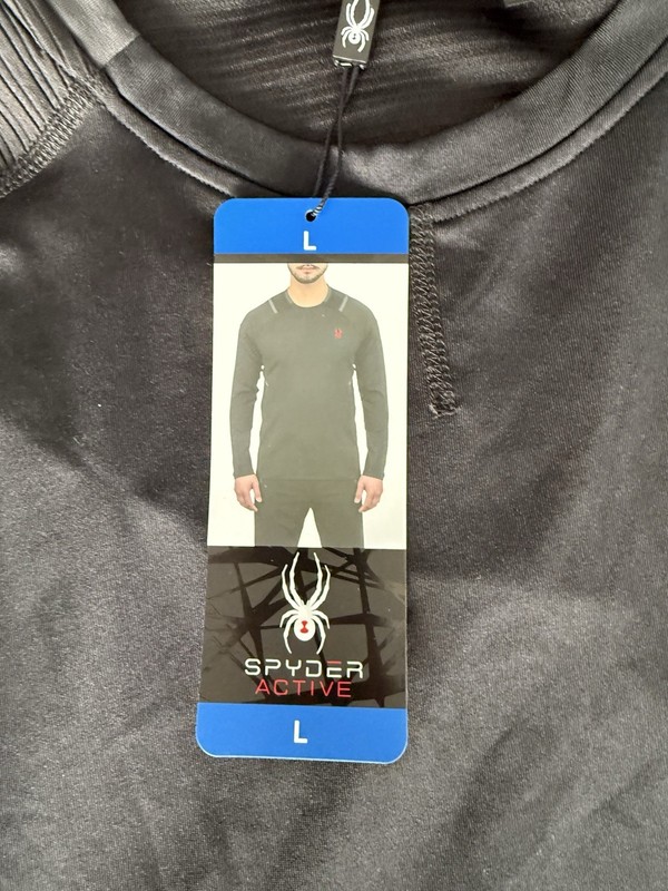 Spyder Active Blazing Black Long Sleeve Athletic T-Shirt Men’s L Moisture Wicki… gallery