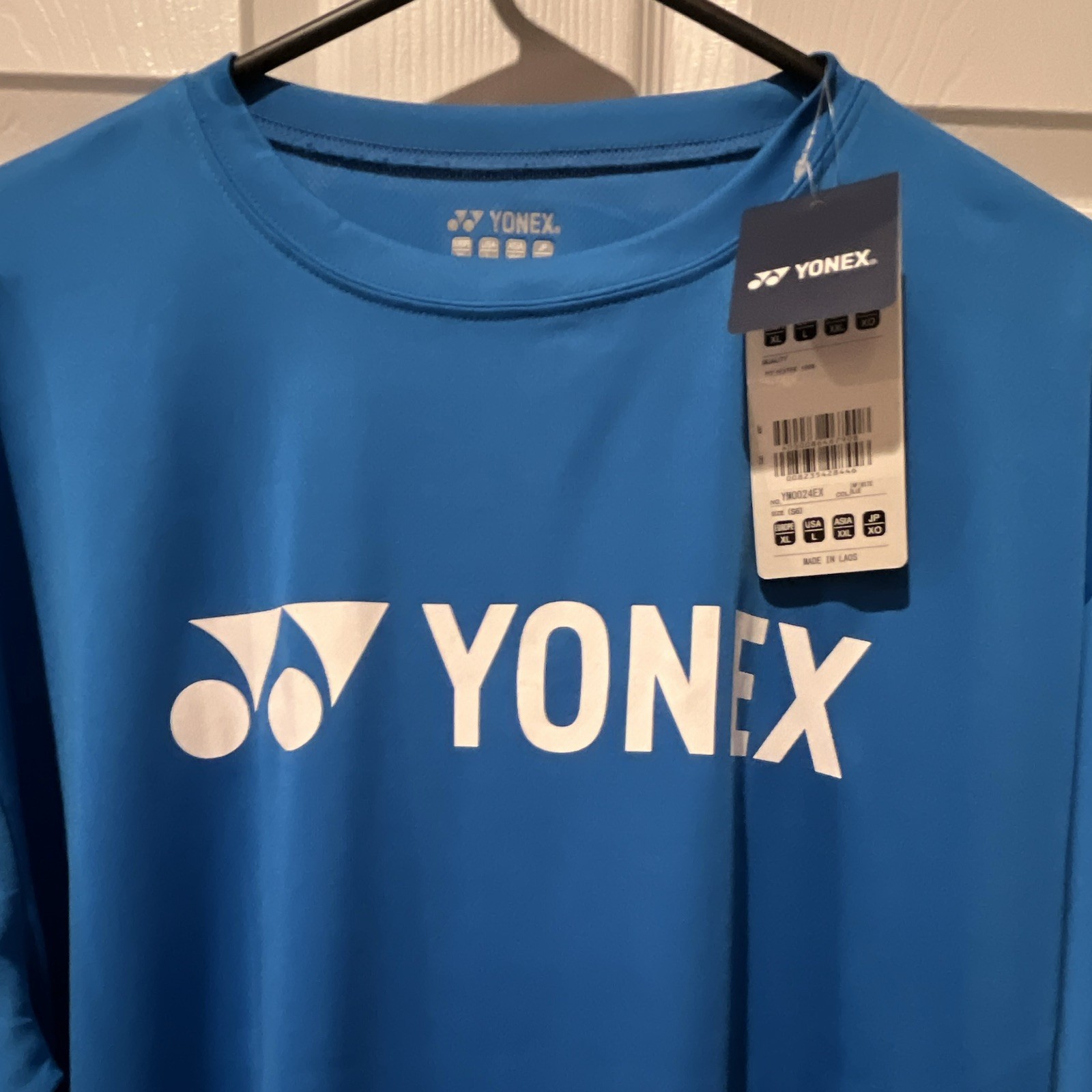 YONEX Lightweight Polyester Tennis T-Shirt Mens L Blue Crew Neck Logo Top gallery