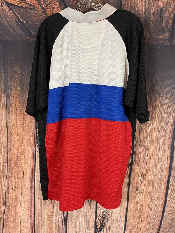NXS FERRUCHE SHORT SLEEVE MULTI COLOR RED WHITE BLUE BLACK POLO SHIRT SIZE LARGE gallery