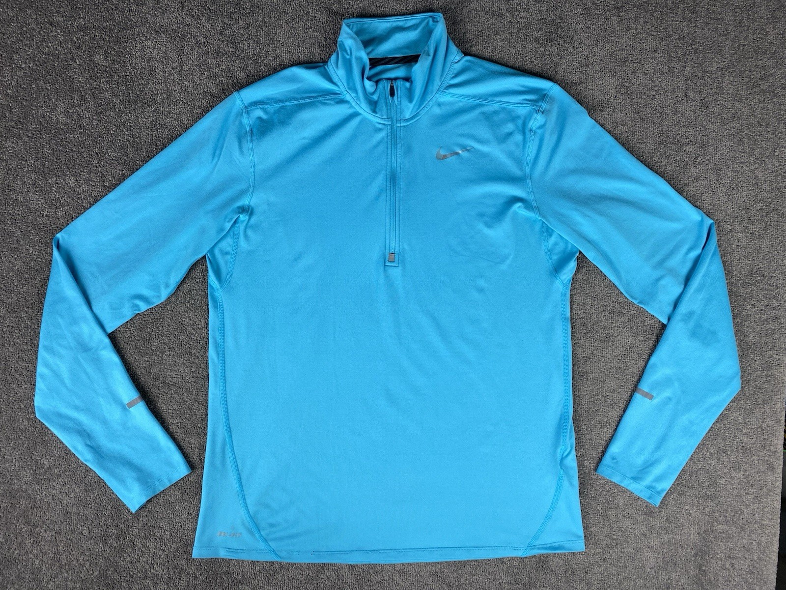 Nike Dri Fit Pacer Top Mens Large Blue Half Zip Thumbholes Athletic Running gallery