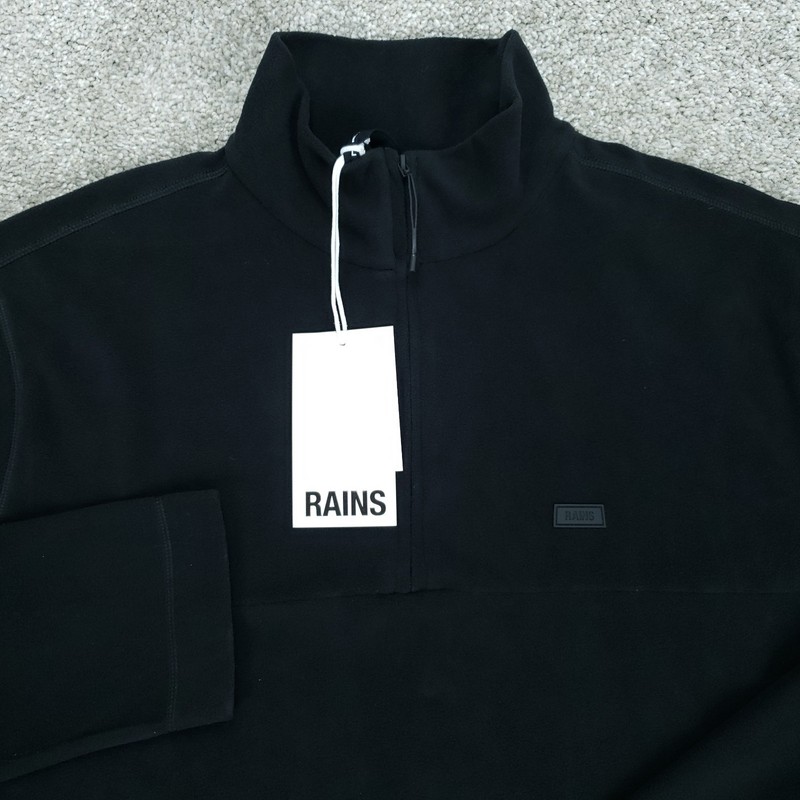 RAINS Addis Fleece 1/2 Zip Mens Large Black Lightweight Microfleece gallery