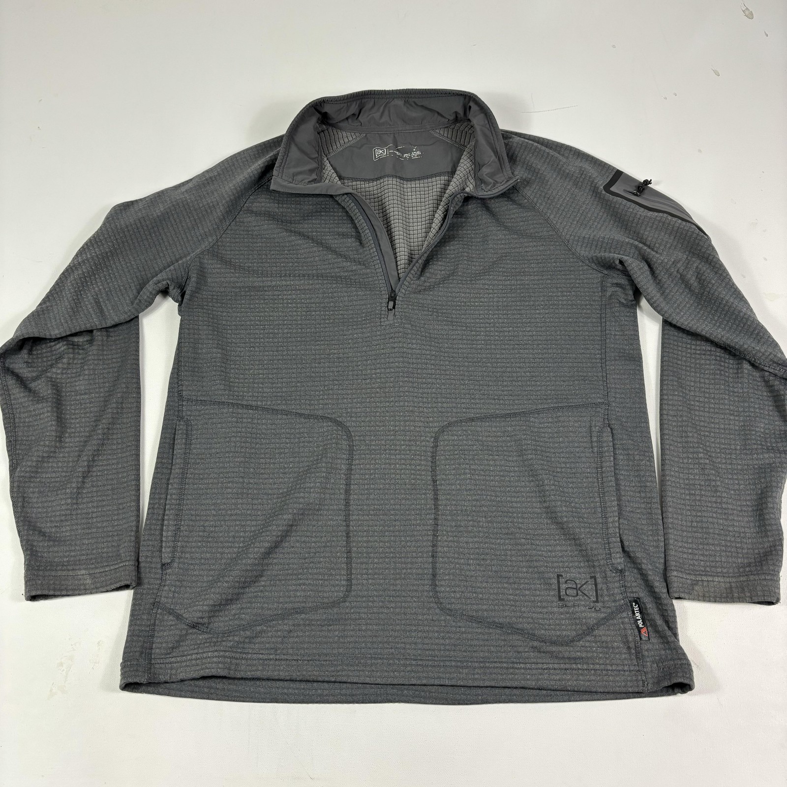 Burton AK Grid Pullover Mens Medium Gray Half Zip Long Sleeve Fleece Polartec gallery