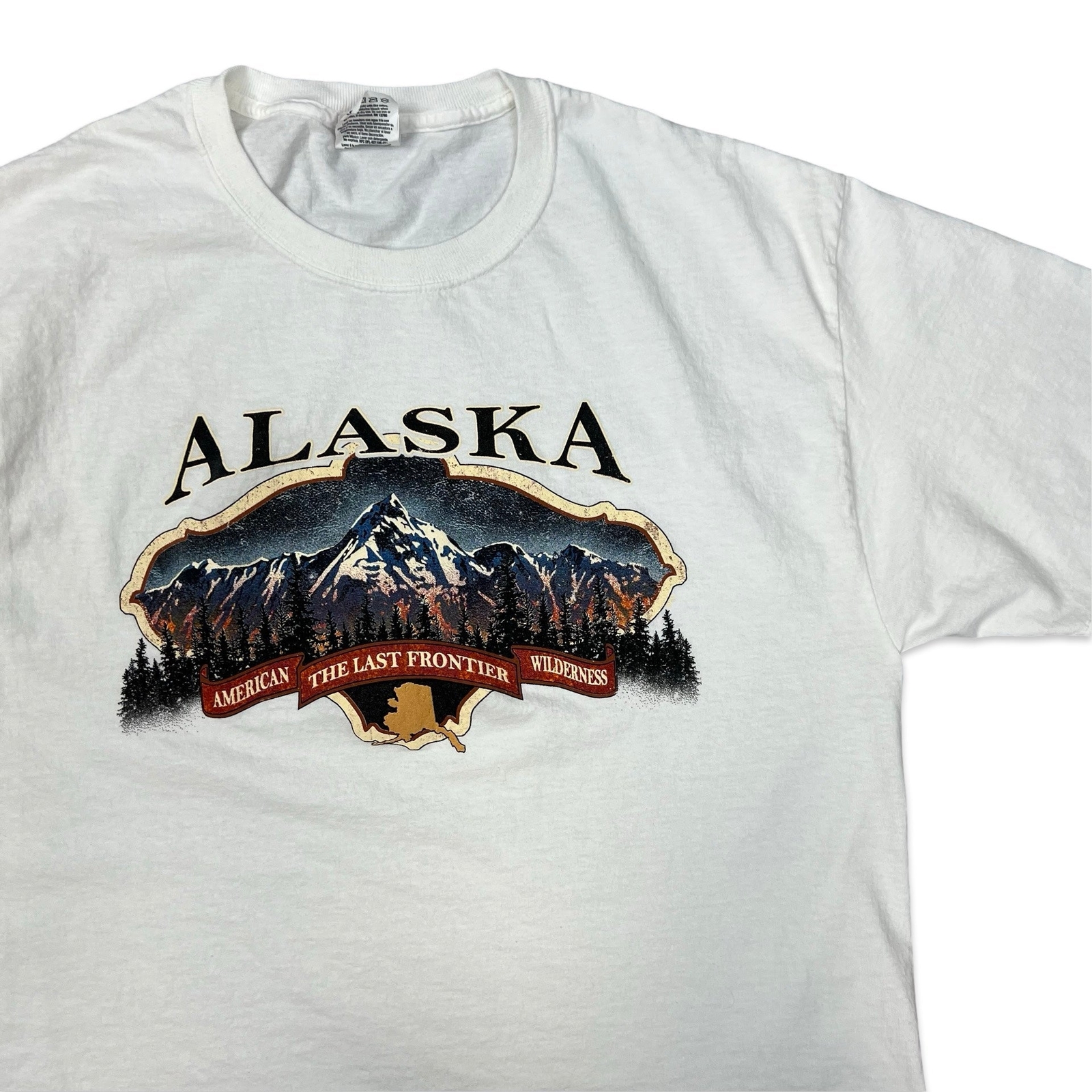 Vintage Fruit of the Loom Alaska White Graphic American T-Shirt Medium gallery