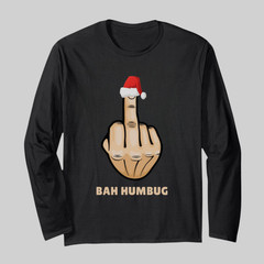 Bah Humbug Funny Christmas Middle Finger Joke Unisex Long Sleeve T-shirt
