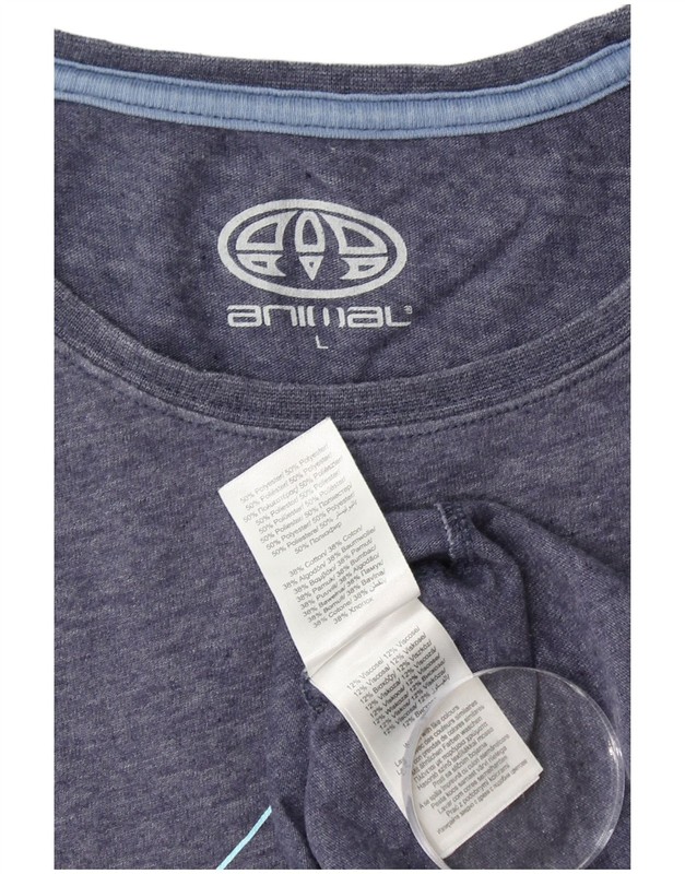 ANIMAL Mens Graphic T-Shirt Top Large Navy Blue Polyester DK13 gallery