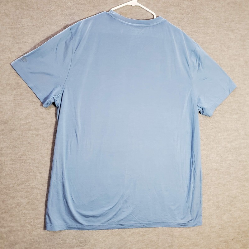 Speedo Men Button Up Shirt 2XL Blue Striped UPF 50+ Block The Burn Crew Neck Tee gallery